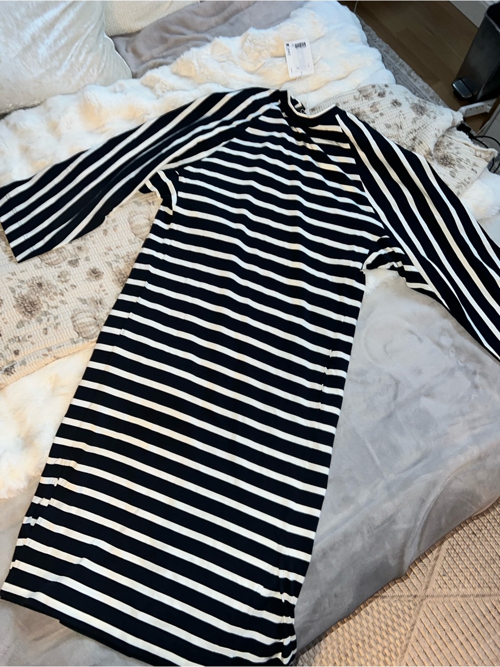 COS black and White Striped Midi Dress